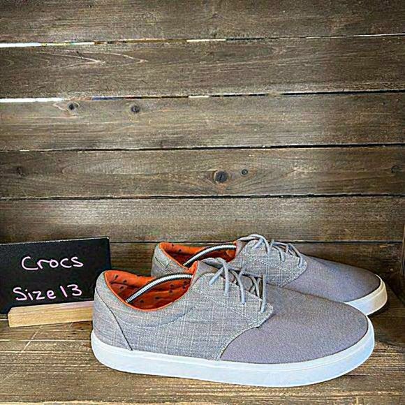 Mens Crocs Citilane Gray Canvas Comfort Shoes Sneakers Size 13 M GUC - Picture 1 of 6
